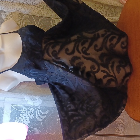 Victoria's Secret vintage 90s sheer black jacquard babydoll nightie - Picture 2 of 6